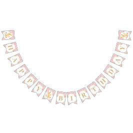 Rosa Blommigt Bunny Rabbit Birthday Baby Shower Vimplar