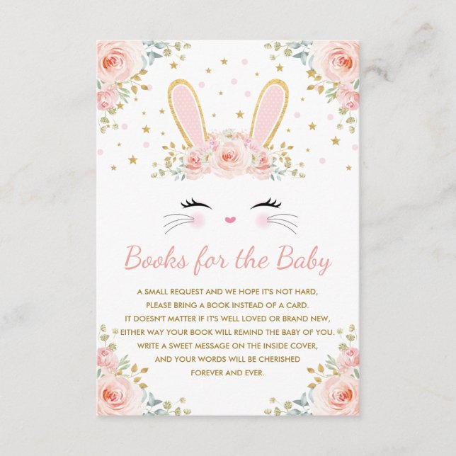  Rosa Blommigt Bunny Rabbit Bokar för Flicka Tilläggskort (Framsida)