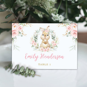 Rosa Blommigt Bunny Rabbit Flicka Bordsnummer
