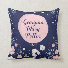 Rosa Blommigt Bunny Rabbit Nursery Decor Cushion Kudde