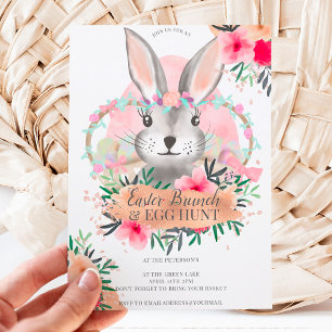 Rosa blommigt bunny ro guld påskägg Jakt Inbjudningar