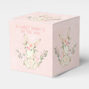 Rosa Blommigt Bunny Theter Baby Shower Favbox Presentaskar