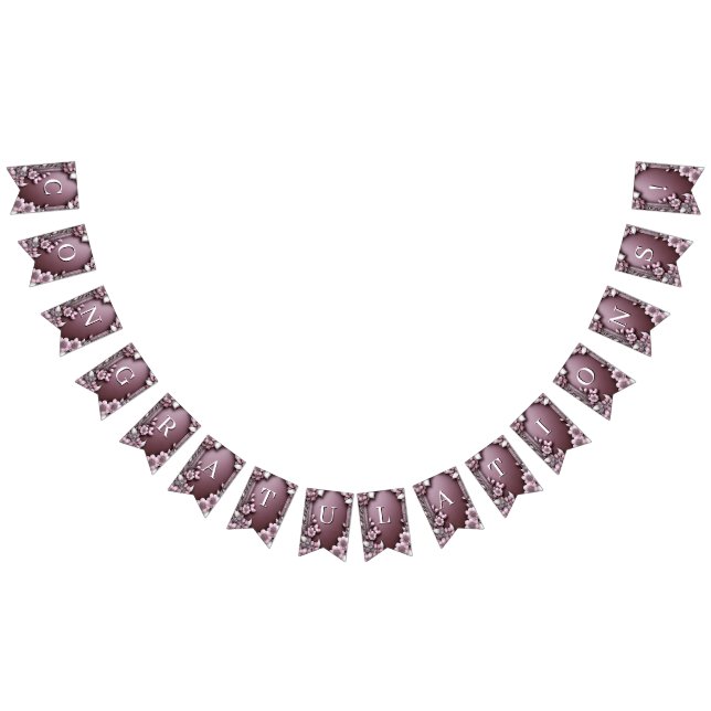 Rosa Blommigt Bunting Flagga (Alla)