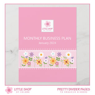 Rosa Blommigt Business Binder månadsdelningssida