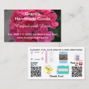 Rosa Blommigt Business QR-Logotyp - foto 3.5 x 2.0 Visitkort