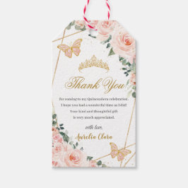  Rosa Blommigt Butterflies Quinceañera Birthday Presentetikett
