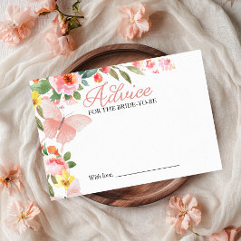 Rosa Blommigt Butterfly Advice for Bride Card Inbjudningar