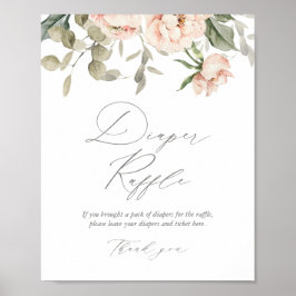 Rosa Blommigt Butterfly Baby Shower Diaper Raffle Poster