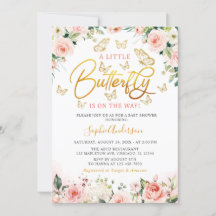 Rosa  Blommigt Butterfly Baby Shower för  vid Ro G
