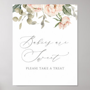Rosa Blommigt Butterfly Baby Shower Spädbarn är sö Poster