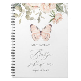 Rosa Blommigt Butterfly Girl Baby Shower Guestbook Anteckningsbok