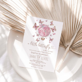 Rosa Blommigt Butterfly Girl Baby Shower-inbjudan Inbjudningar