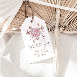 Rosa Blommigt Butterfly Girl Baby Shower Presentetikett