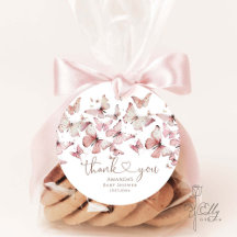 Rosa Blommigt Butterfly Girl Baby Shower Tack