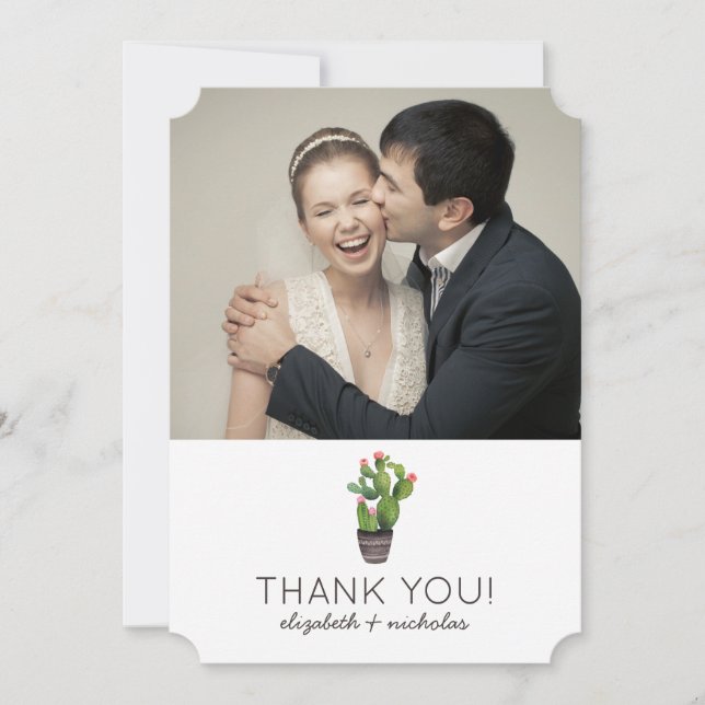 Rosa Blommigt Cactus - Tack Kort (Framsida)