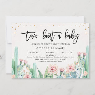 Rosa Blommigt Cactus Taco Bout A Baby Baby Shower Inbjudningar