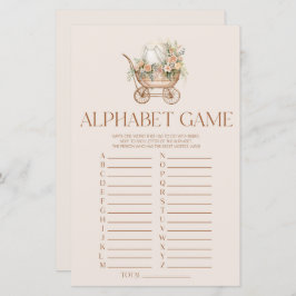 Rosa Blommigt Carriage Alphabet Baby Shower Game