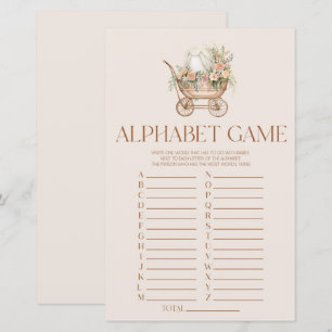Rosa Blommigt Carriage Alphabet Baby Shower Game