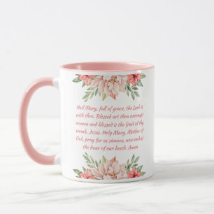 Rosa Blommigt Catholik Hail Mary Prayer Mugg