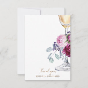 Rosa Blommigt Champagne Shower Message Tack Kort