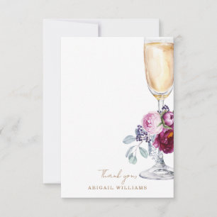 Rosa Blommigt Champagne Shower Tack Kort