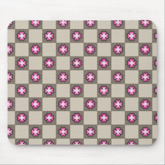 Rosa Blommigt Checkerboard Mönster Musmatta