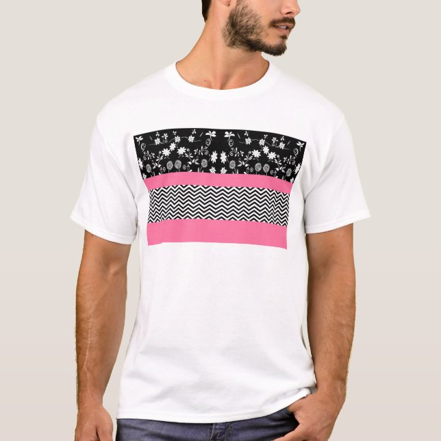 rosa blommigt chevron t-shirt (Framsida)