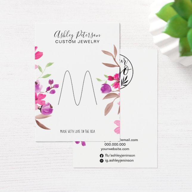 Rosa blommigt chic smycken ring visning visitkort (Skivbord)