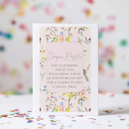 Rosa Blommigt Chinoiserie Baby Shower Diaper Raffl Tilläggskort