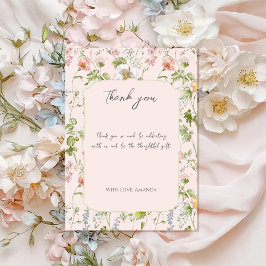 Rosa Blommigt Chinoiserie Baby Shower Tack Kort