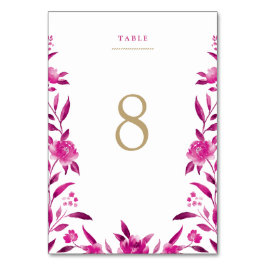 Rosa blommigt Chinoiserie Bröllop bord-kort Bordsnummer