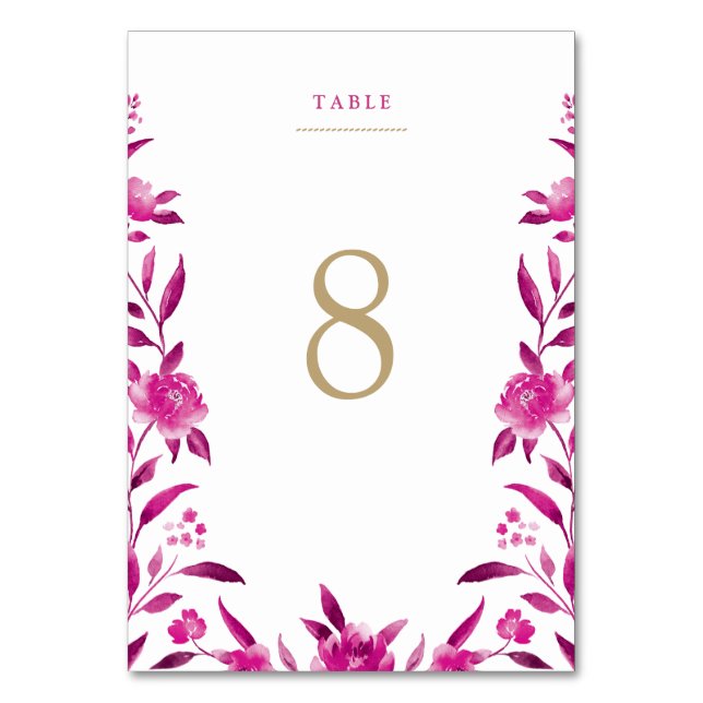 Rosa blommigt Chinoiserie Bröllop bord-kort Bordsnummer (Framsidan)