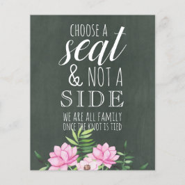 Rosa Blommigt Chlakboard Personligt bröllp Signalb