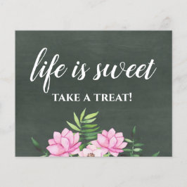 Rosa Blommigt Chlakboard Personligt bröllp Signalb