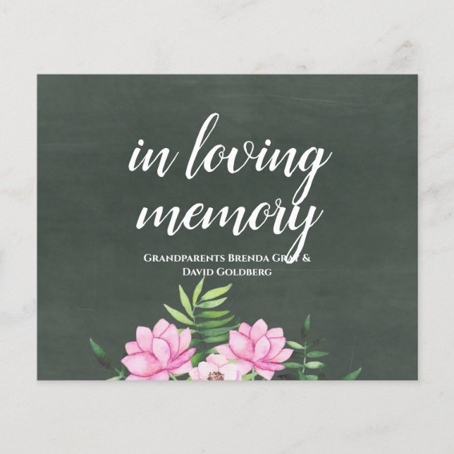 Rosa Blommigt Chlakboard Personligt bröllp Signalb (Framsida)