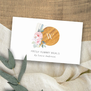 Rosa Blommigt Chopping Board Napkin-Catering Visitkort