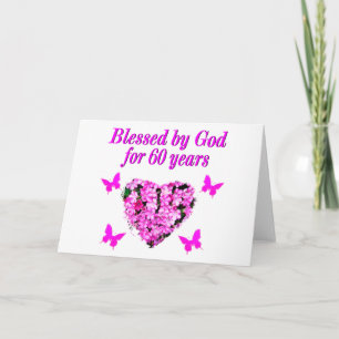 ROSA BLOMMIGT CHRISTIAN 60 BIRTHDAY DESIGN KORT