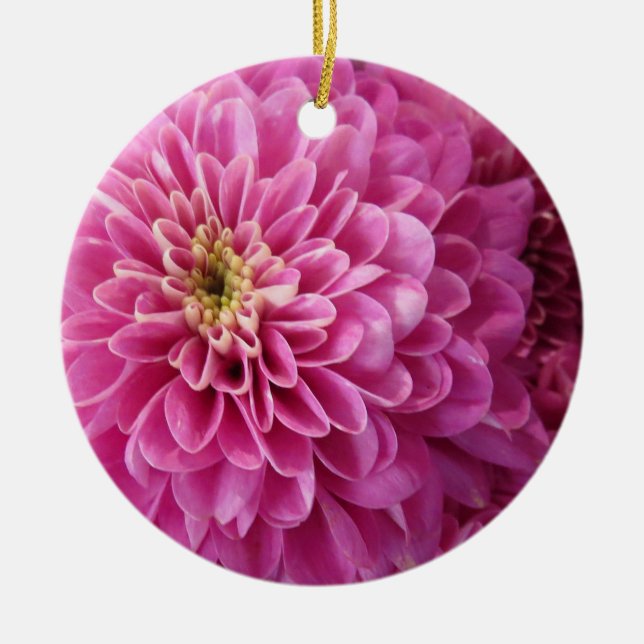 Rosa Blommigt Circle Ceramic Ornament (Framsidan)