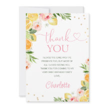 Rosa Blommigt Citrus Birthday Tack you Card