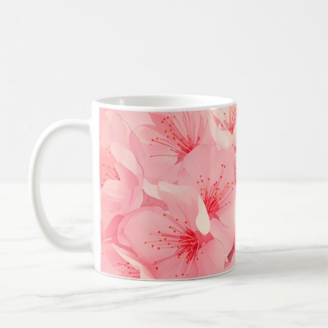 Rosa Blommigt Coffee Mugg - Cherry Blommar Kopp (Vänster)