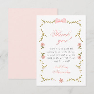 Rosa Blommigt Coquette Baby Shower Tack för ditt k Kort