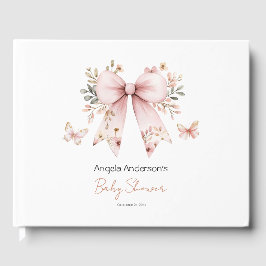 Rosa Blommigt Coquette Bow Baby Shower Guest Bok