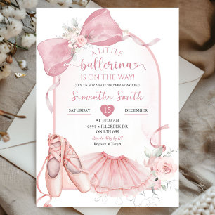 Rosa Blommigt Coquette Little Ballerina Baby Showe Inbjudningar