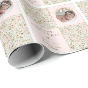 Rosa Blommigt Cottagecore Coquette Wrapping Papper Presentpapper