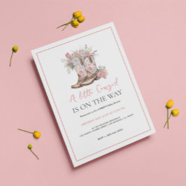 Rosa Blommigt Cowgirl Boots and Greenery Bay Showe Inbjudningar