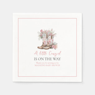 Rosa Blommigt Cowgirl Boots and Greenery Bay Showe Pappersservett