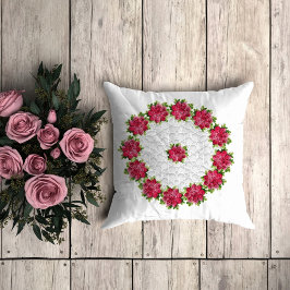 Rosa blommigt crochet dekorativ kudde