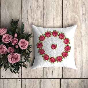 Rosa blommigt crochet dekorativ kudde