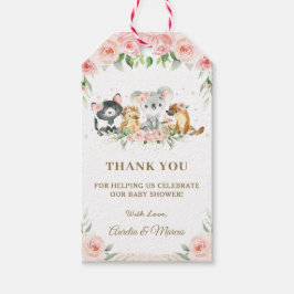 Rosa Blommigt Cute Australian Animals Baby Shower Presentetikett