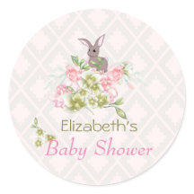 Rosa Blommigt Cute Bunny Baby Shower